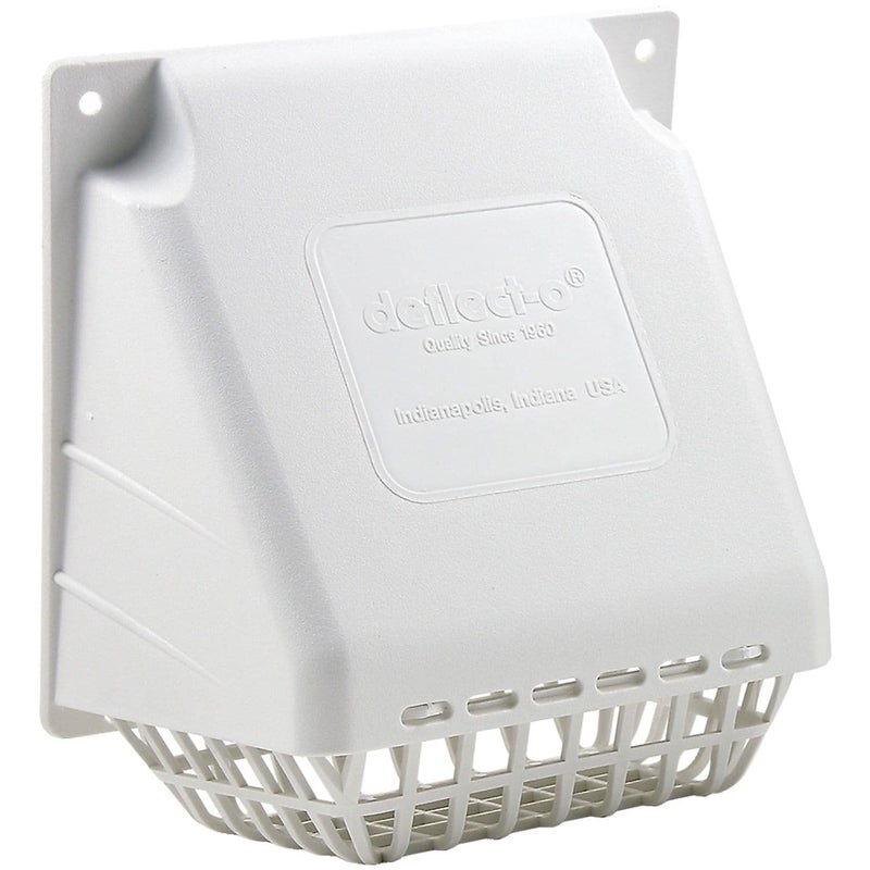 Deflecto Wide Mouth Dryer Vent Hood With Removable Bird Guard, Damper, Weather-Resistant, 4 Inches Hood, White (Hr4W) - Image 1